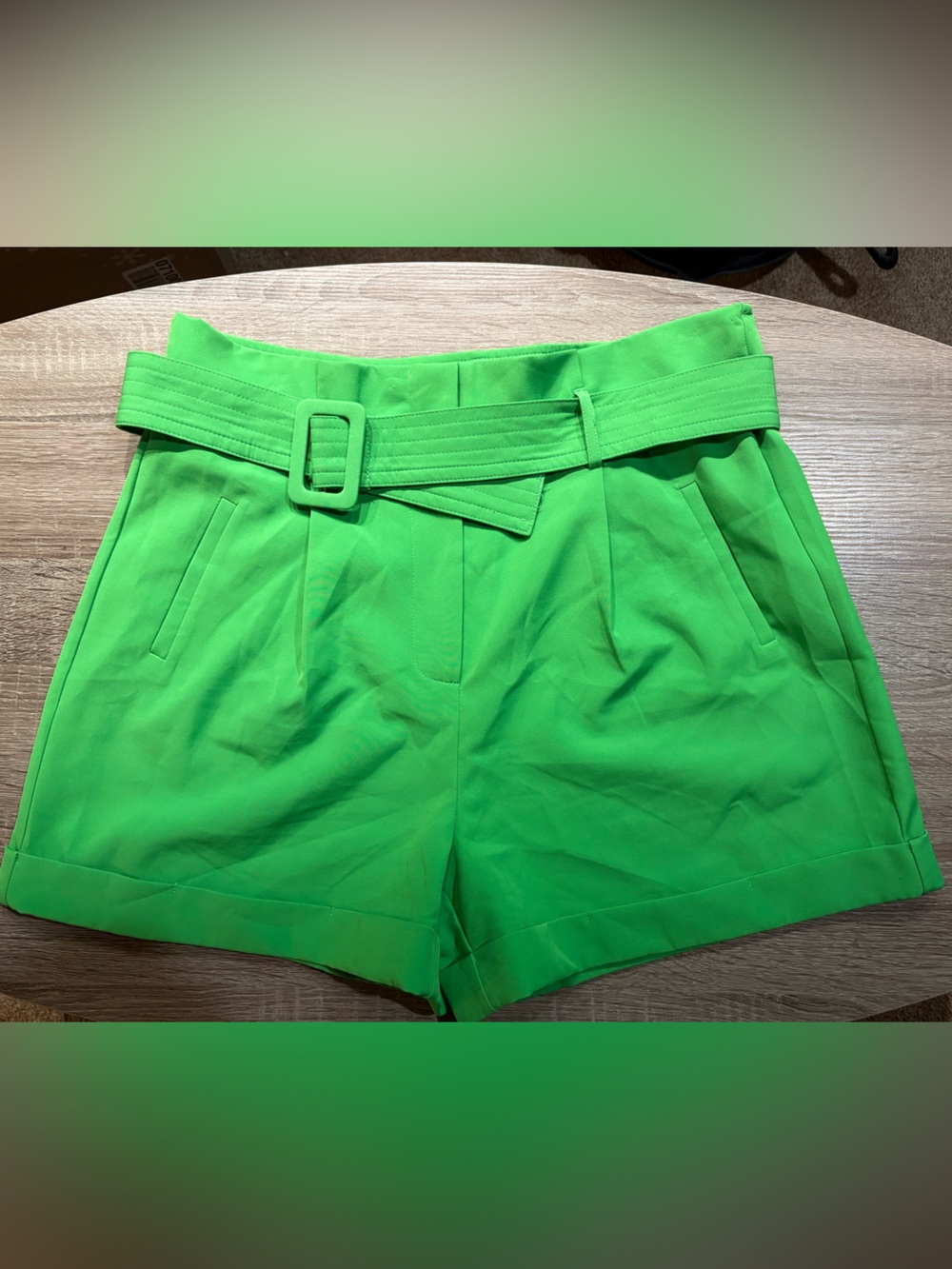 Fashion Nova Neon Green High-Waist Belted Skirt